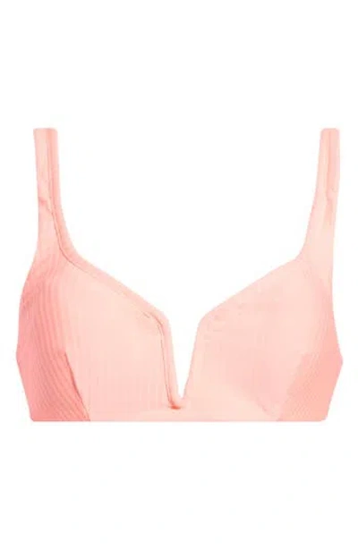 Maaji Victoria Ribbed Scoop Neck Swim Top In Pink
