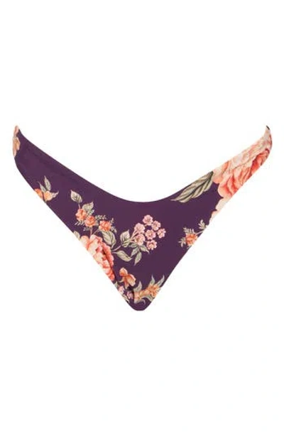 Maaji Vintage Flower Splendour Reversible Bikini Bottoms In Purple