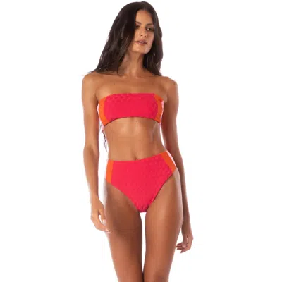 Maaji Wanderer Bikini Bottom Women's Apple Red High Rise Swimwear Ddr2240 In Multi