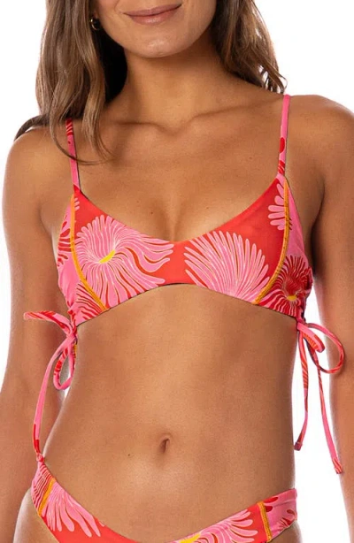 Maaji Water Blossom Portico Reversible Bikini Top In Pink