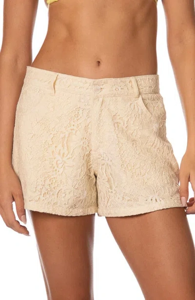 Maaji White Petal Apoli Shorts Cover-up In Neutral