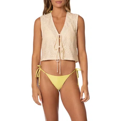 Maaji White Petal Lace Swim Cover-up Vest In Multi