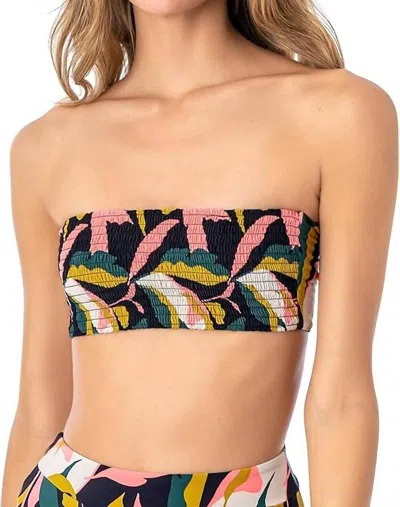 Maaji Women's Lush Leaves Rusched Top In Black In Animal Print