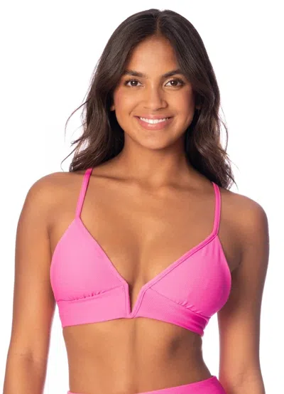 Maaji Women's  Radiant Pink Parade Long Line Triangle Bikini Top Swimwear Gbo637