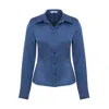 Maan Istanbul Women's Blue Slim Fit Satin Indigo Shirt - Shades Of Lola In Blue