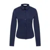 Maan Istanbul Women's Classic Slim Fit Dark Blue Shirt - Shades Of Limbo In Blue