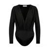 Maan Istanbul Women's Deep V-neck Bodysuit - Black Out Of Time In Black
