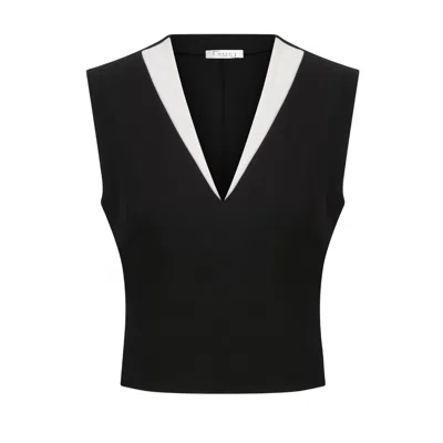 Maan Istanbul Women's Deep V-neck, Sleeveless Black Blouse - Bow And Arrow Harmony