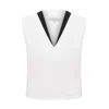 Maan Istanbul Women's Deep V-neck, Sleeveless White Blouse - Bow And Arrow Harmony In White