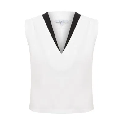 Maan Istanbul Women's Deep V-neck, Sleeveless White Blouse - Bow And Arrow Harmony