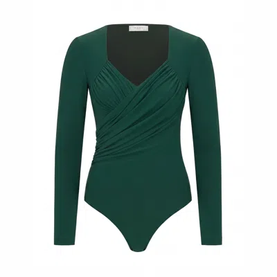 Maan Istanbul Women's Folds Detail Green Bodysuit - The Wild Rose