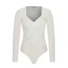 Maan Istanbul Women's Folds Detail White Bodysuit - The Wild Rose In White