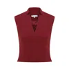 Maan Istanbul Women's Red High Neck Burgundy Blouse - Pearl Wings In Red