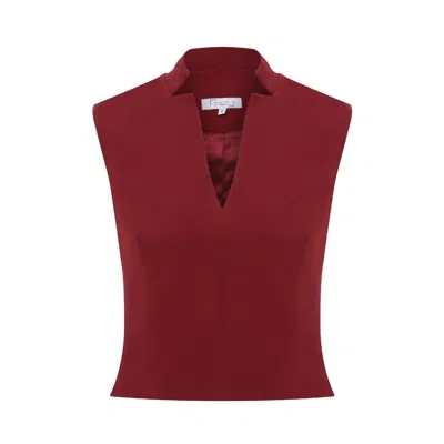 Maan Istanbul Women's Red High Neck Burgundy Blouse - Pearl Wings