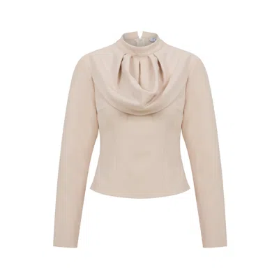 Maan Istanbul Women's Rose Gold Keyhole Neckline Blouse - Beige Victoria