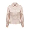 Maan Istanbul Women's Rose Gold Slim Fit Satin Cream Shirt - Shades Of Lola In Rose Gold