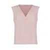 Maan Istanbul Women's Rose Gold V-neck Sleeveless Powder Pink Blouse - Your Three Sides In Rose Gold