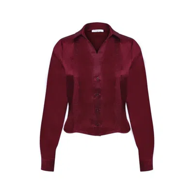 Maan Istanbul Women's Satin Red Shirt