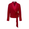 Maan Istanbul Women's Shawl Collar Silk  Red Blouse - Enjoy The Silence In Red