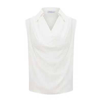 Maan Istanbul Women's Shirt Collar Silk Blouse - White Ida