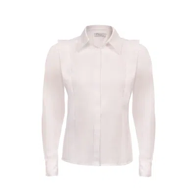 Maan Istanbul Women's Shirt With Hidden Buttoned Flywheel Detail - White Winds Of Winter