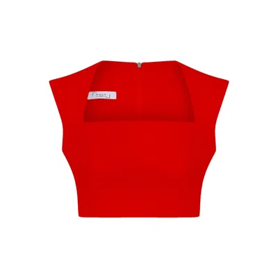 Maan Istanbul Women's Square Neckline Zippered Red Bustier - Scarlett