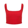 Maan Istanbul Women's Strap Side Zipper Red Bustier - Coraline