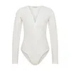 Maan Istanbul Women's V-neck Knot Detail White Bodysuit - Sonnet In White
