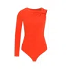 Maan Istanbul Women's Yellow / Orange Asymmetrical Sleeve Orange Bodysuit - High Hope In Yellow/orange