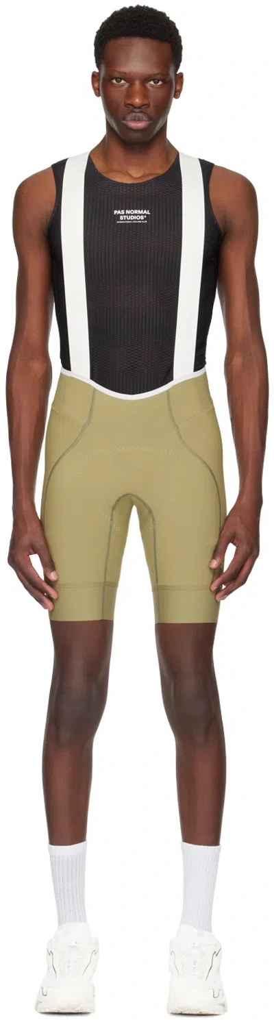 Maap Off-white & Khaki Team Bib Evo Shorts In Dark Ore