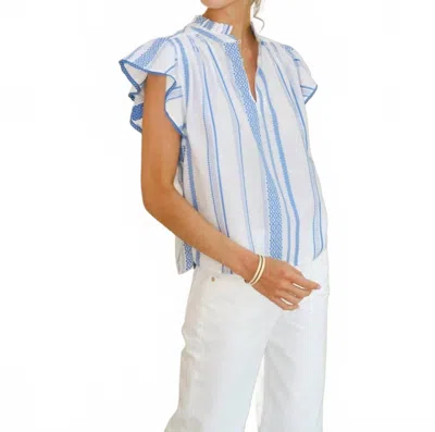 Mabe Alma Top In Blue Stripe In Multi