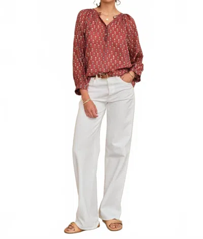 Mabe Ari Print Long Sleeve Top In Berry In Red