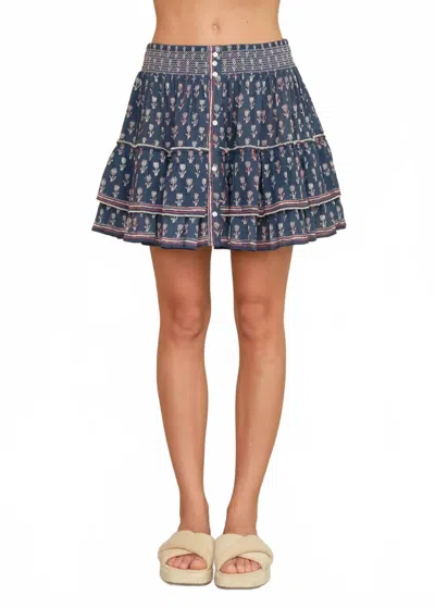 Mabe Ari Print Mini Skirt In Indigo In Blue