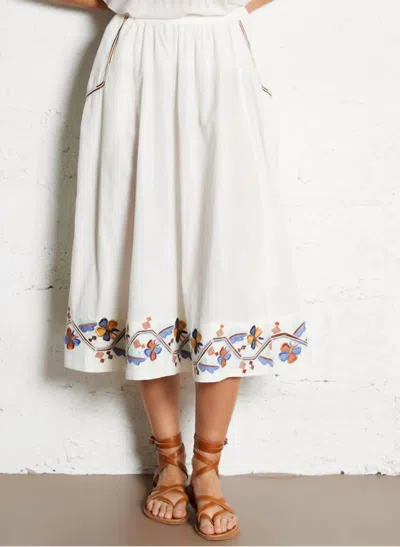 Mabe Arielle Embellished Skirt In White Multi