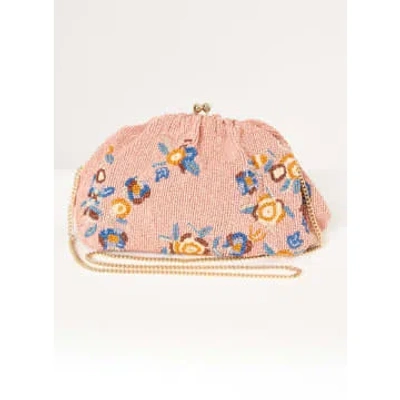 Mabe Birdie Bead Clutch In Pink