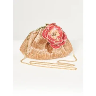 Mabe Carrie Corsage Clutch In Gold