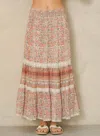 Mabe Cass Print Maxi Skirt In Coral In Pink