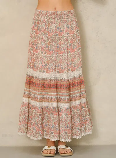 Mabe Cass Print Maxi Skirt In Coral In Pink