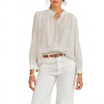 Mabe Chrissie Long Sleeve Top In Ecru/check In Multi