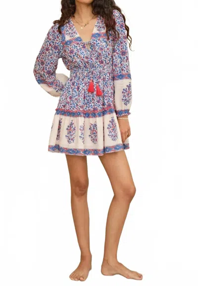 Mabe Cotton Floral Mini Dress In Blue Pink
