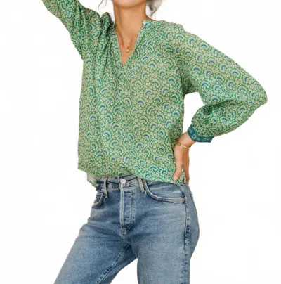 Mabe Dana Print Cotton Top In Green In Gold