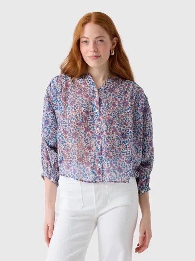 Mabe Della Print Long Sleeve Top In Blue/pink In Multi