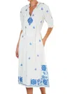 Mabe Edra Embroidered Midi Dress In Ecru In White