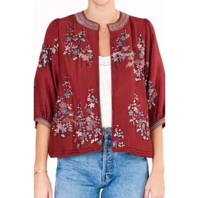 Mabe Emi Rust Embroidered Jacket In Burgundy