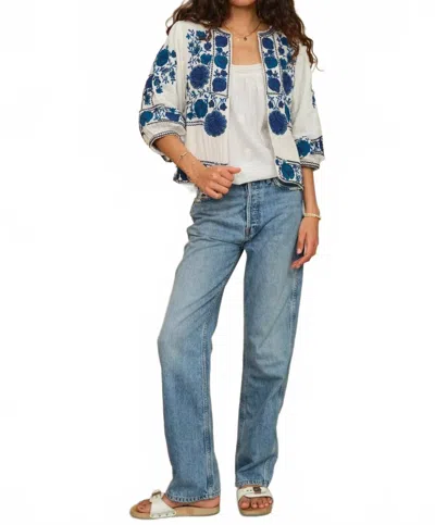 Mabe Greta Embroidered Jacket In Ecru Blue