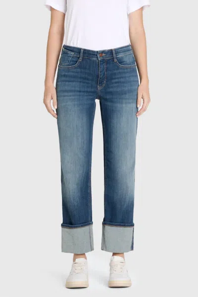 Mabe Laura Straight Turn Up Jeans In Fancy Nonrepair In Blue