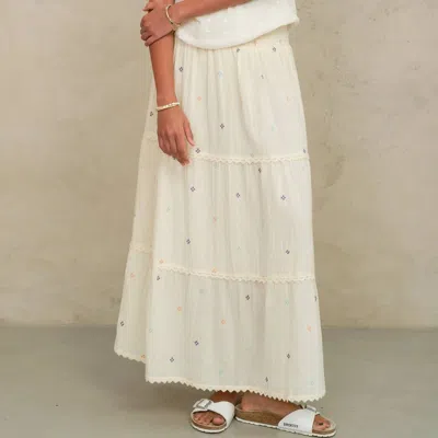 Mabe Lucca Embroidered Maxi Skirt In Pastel In Neutral