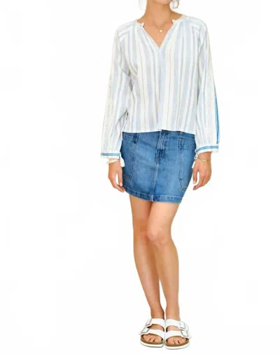 Mabe Marvi Embroidered Top In White/blue