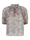MABE MULTICOLOR BLOUSE WITH RAISED COLLAR AND ALL-OVER PRINTED MOTIF IN FABRIC WOMAN