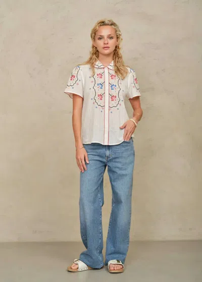 Mabe Ruby Short Sleeve Top In Ecru In White